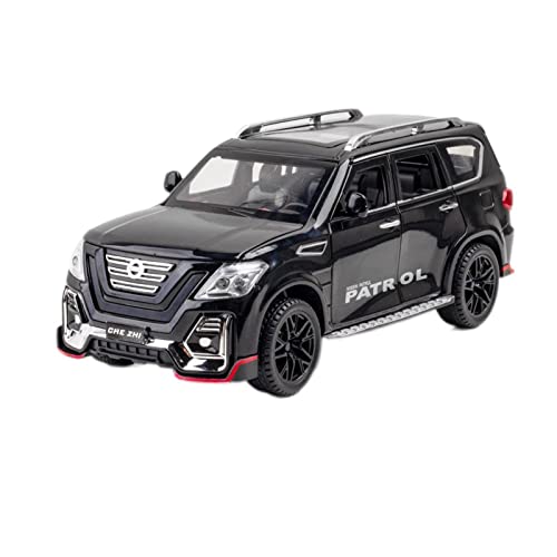 Miniaturmodelle 1 24 Für Nissan Patrol Simulation Diecast Geländewagen Modell Metall Sound Licht Zurückziehen Spielzeugfahrzeuge Geschenk Fertigmodell(Schwarz) von CHENXIAOLAN