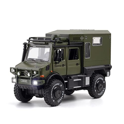 Miniaturmodelle 1 28 Für Benz UNIMOG Simulation Diecast Geländewagen Modell Metall Sound Licht Zurückziehen Spielzeugfahrzeuge Geschenk Fertigmodell(Grün) von CHENXIAOLAN