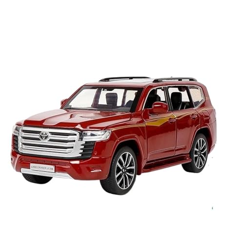 CHENXIAOLAN Miniaturmodelle 1 32 Für Toyota Land Cruiser LC300 SUV Druckguss Automodell Sound Und Licht Pull Back Spielzeug Fertigmodell(Rot) von CHENXIAOLAN