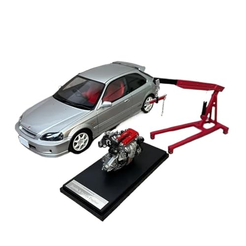 CHENXIAOLAN Miniaturmodelle 1:18 Für Honda Civic Type R EK9 Limited Edition Legierung Automodell Mit Motorversion Sammlung Fertigmodell(Silver) von CHENXIAOLAN