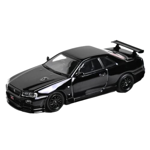 CHENXIAOLAN Miniaturmodelle 1:64 Für Nissan GTR R34 AIT Limited Diecast Modellauto Sammlung Spielzeug Geburtstagsgeschenke Fertigmodell(Black) von CHENXIAOLAN