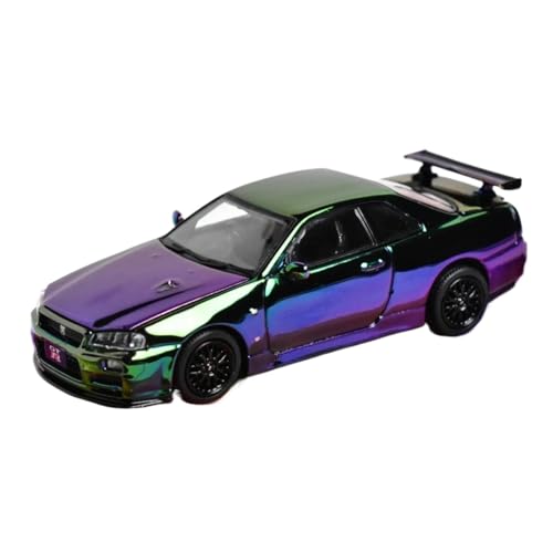 CHENXIAOLAN Miniaturmodelle 1:64 Für Nissan GTR R34 AIT Limited Diecast Modellauto Sammlung Spielzeug Geburtstagsgeschenke Fertigmodell(Chameleon) von CHENXIAOLAN