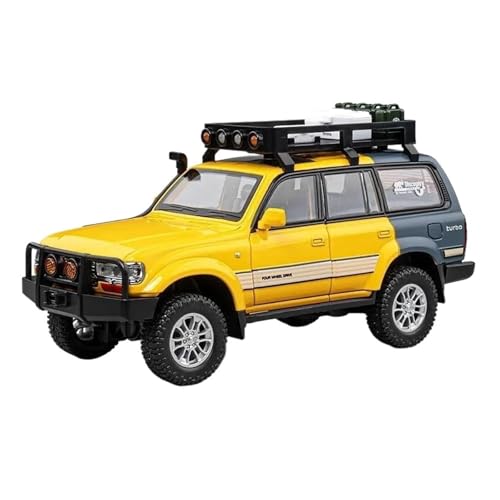 Miniaturmodelle Automodell Im Maßstab 1 24 Für Toyota Land Cruiser LC80 SUV Miniaturauto-Ton- Und Lichtspielzeugsammlung Fertigmodell(Yellow) von CHENXIAOLAN