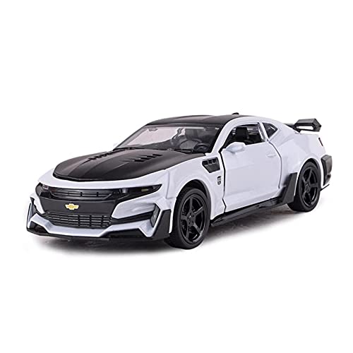 CHENXIAOLAN Miniaturmodelle Scala 1 32 Per Chevrolet Camaro Tirare Indietro Con Suono E Luce Kit Modello Di Auto Simulazione Auto In Lega Diecast Auto Fertigmodell(Weiß) von CHENXIAOLAN