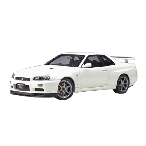 CHENXILONG Auto-Montagesatz 1:18 Für Nissan Skyline GT R34 V-Spec Druckguss Legierung Modell Auto Statische Dekoration Sammlerstück Ornament Geschenk Bürodekoration(Weiß) von CHENXILONG