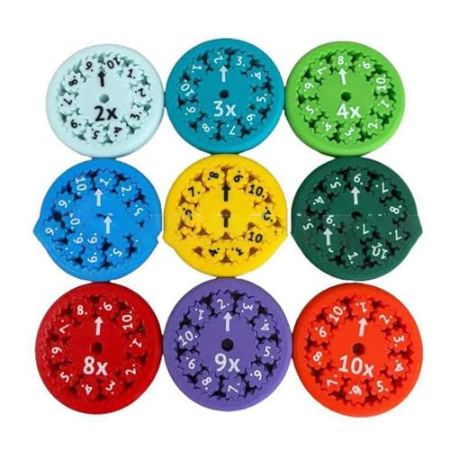 CHEOTIME 9 Stück Mathe-Fidget-Spinner, Multiplikation, Division, Lernwerkzeug, Mathematik-Fakten, Fidget, pädagogisches Lernen, Rotationsspielzeug, Whirligig für Kinder, Chat-Spiel (Multiplication) von CHEOTIME