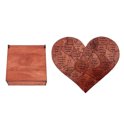 CHEOTIME Holz-Herzpuzzle, Valentinstag-Herzform-Puzzles, romantische Liebesherz-Puzzles mit Box für Hochzeitstag von CHEOTIME