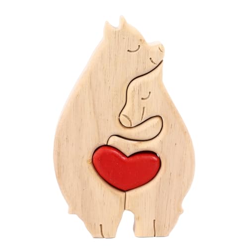 CHEOTIME Personalisierte Holzbären-Familienpuzzle-Geschenke, Holzbären-Puzzle-Mutter-Kind-Bär-Set, einzigartiges, exquisites Holzpuzzle, dekoratives Stück für Zuhause von CHEOTIME