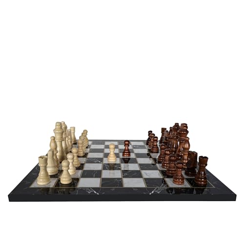 Wooden Chess Set 37cm-14.5" - Marble Walnut Mosaic Pattern - Classic Range Chess Board and Wooden Figures (Black Marble) von Cooper Chess