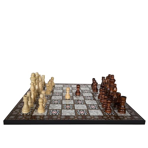 Wooden Chess Set 37cm-14.5" - Marble Walnut Mosaic Pattern - Classic Range Chess Board and Wooden Figures (Mosaic) von Cooper Chess