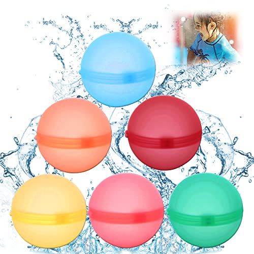 CHEVVY 6 Stk Selbstdichtende Wasserbombe 5,7 * 5,7CM Bunt Magnetisch Wasserbomben Silikon-Wasserspritzball Wiederverwendbar für Outdoor Sommerspaß Wasserspielzeug von CHEVVY