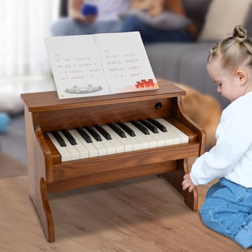 Kinder Klavier Holz, Piano-Elektronisches Musikinstrument für Anfänger, Mini Pädagogisches Musikspielzeug, Holz Kinderklavier für Kleinkinder Mädchen Jungen von CHFUNE