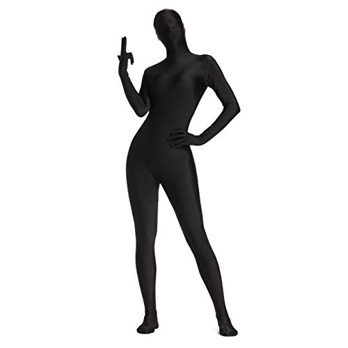 CHIC DIARY Zentai Anzug für Erwachsene, Ganzkörperanzug, schwarz, Spandex, Stretch, Unisex, Strumpfhose, Kostüm, Cosplay, Halloween, Größe M von CHIC DIARY