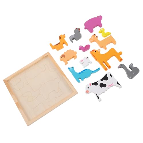 CHICAMPERA 1 Set Bauernhoftier-Puzzle Für Kinder, Klobiges Holzpuzzle Für Kleinkinder Im Vorschulalter, Lehrspielzeug Für Die Entwicklung Kognitiver Fähigkeiten Und Hand-Auge-koordination von CHICAMPERA