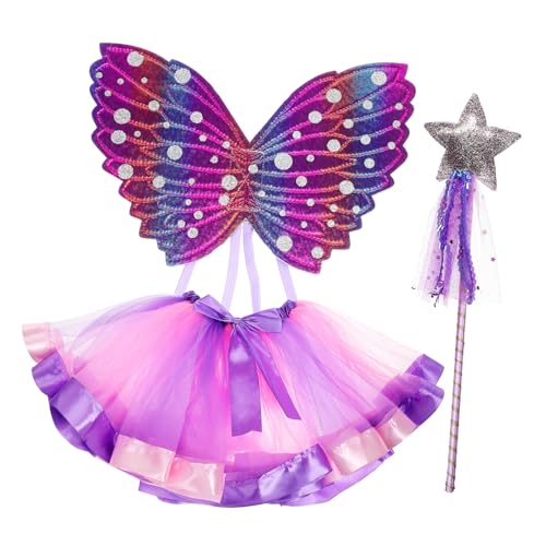 CHICAMPERA 1 Set Schmetterling Kostüm Für Mädchen Dress Up Kleidung Fee Flügel Mädchen Tutu Elf Flügel Schmetterling Kostüm Zubehör von CHICAMPERA