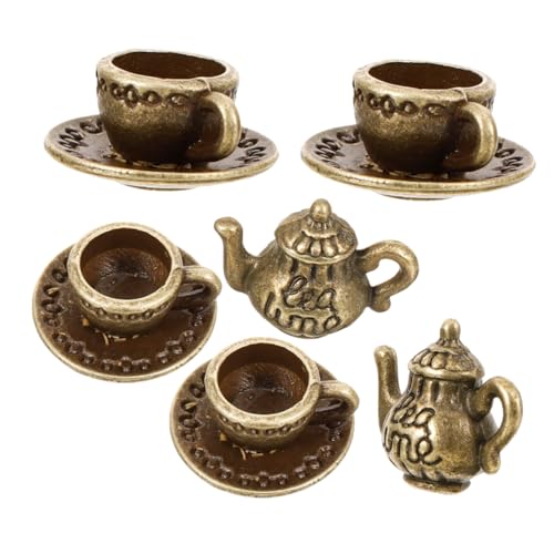 CHICAMPERA 2 Sets Winzige Teetasse Und Aus Metall, Zubehör Für Mini-, Detaillierte Miniaturmodelle Für Kreatives Spielen Und Dekoration von CHICAMPERA