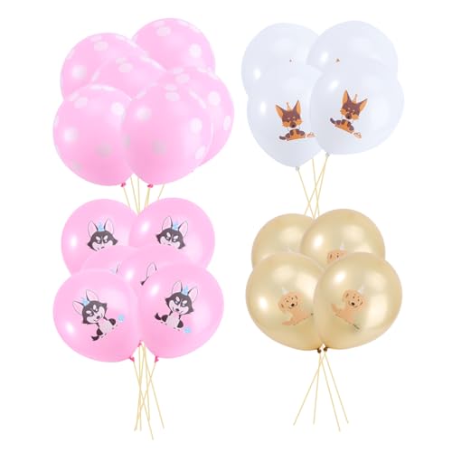 CHICAMPERA 20 Stück 12 Latexballons Pinker Husky-Ballon Tiergedruckte Luftballons Heliumballons für Haustiere bedruckter Latexballon Partyballons von CHICAMPERA