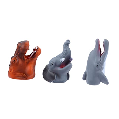 CHICAMPERA 3Stücke Tier Fingerpuppen Weiche Wildtier Spielzeuge Für Fingerpuppen Für Puppenspiele Elefant Und Nilpferd Kinderspielzeug von CHICAMPERA