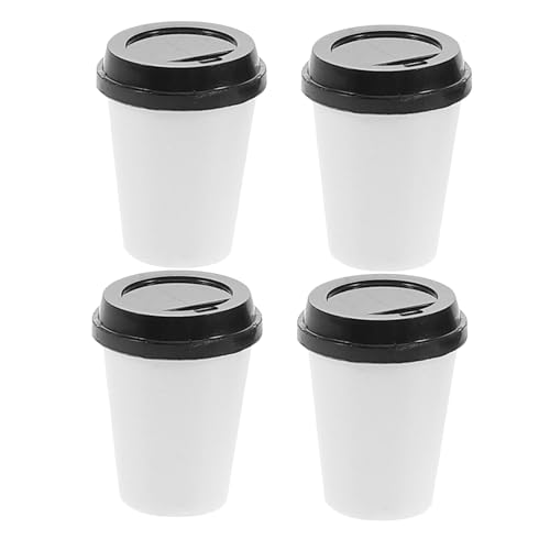 CHICAMPERA 4-teiliges Mini-puppenhaus-kaffeetassen-Figuren-Set, Kleine Kunststoff-kaffeetassen Zum Mitnehmen, Set Aus Kleinen Plastik-trinkbechern Zum Mitnehmen, von CHICAMPERA