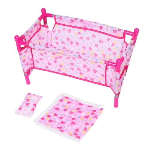 CHICAMPERA Babypuppenbett, Spielpuppenwiege, Miniaturpuppenbettwäsche, Miniaturbett, Puppenhaus, Minimöbel, Babybett, Modell, Schlafzimmerzubehör von CHICAMPERA