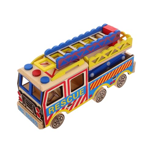 CHICAMPERA Hölzernes Leiter - LKW - Modell Für Kinder, Leiter - kran - LKW, Feuerwehrtechnik, Spielzeug, Feuerwehrauto, Spielzeug, Spielzeugauto Für Kleinkinder von CHICAMPERA