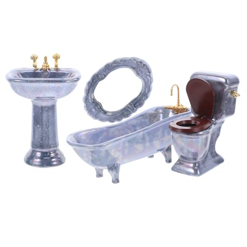 CHICAMPERA Miniatur Badezimmer Set Porzellan Badezimmermöbel mit Badewanne Waschbecken Spiegel Toilette für Puppenhaus Deko Sammler Zubehör Langlebig Robust Realistisch CHICAMPERA Miniatur Badezimmer Set Porzellan Badezimmermöbel mit Badewanne Waschbecken Spiegel Toilette für Puppenhaus Deko Sammler Zubehör Langlebig Robust Realistisch von CHICAMPERA