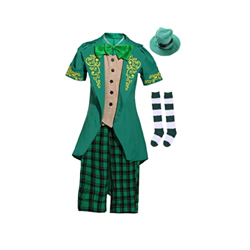 CHICAMPERA Outfit Ausgefallene Kleidung Halloween Kostüme Kinderkleid Kinderkleid Kinderkleidung Halloween Kinderkostüm Koboldkostüm Koboldhut Hosenanzug St Patrick's Kostüm Grün von CHICAMPERA