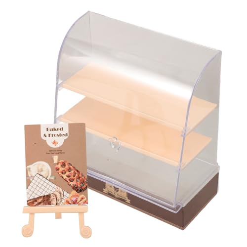 CHICAMPERA Puppenhaus-bäckerei-vitrine, 1:12 Miniatur-kuchenständer, Arbeitsplatte, Würfel-Puppen-bäckerei-Regal, Transparente Vitrine Für Figuren von CHICAMPERA