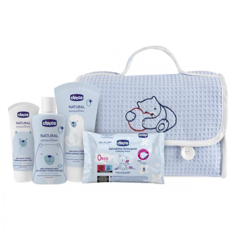 Chicco Baby Moments Beauty Geschenkset mit hellblauem Griff von CHICCO