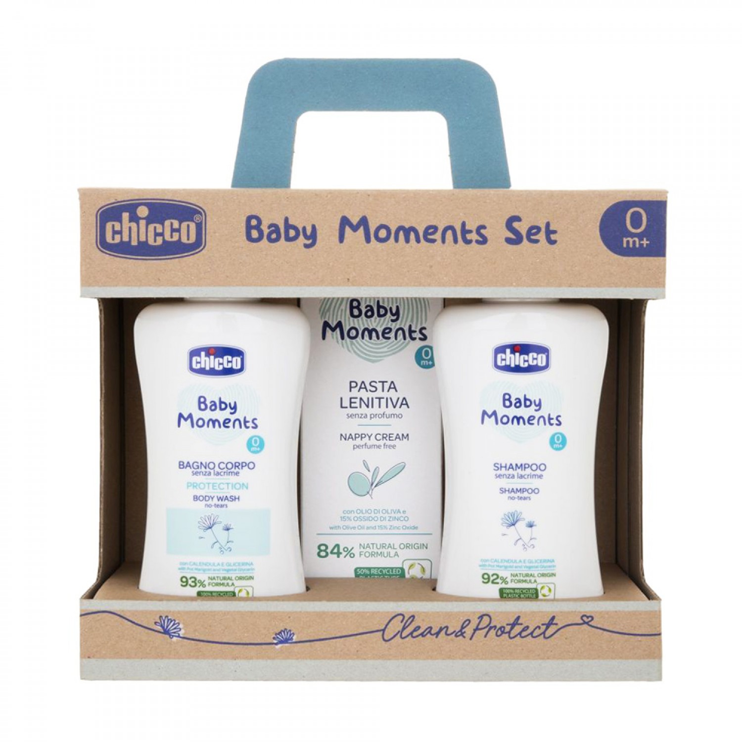 Chicco Baby Moments Set (Körperbad 200 ml, Shampoo 200 ml, Beruhigende Paste 100 ml) von CHICCO