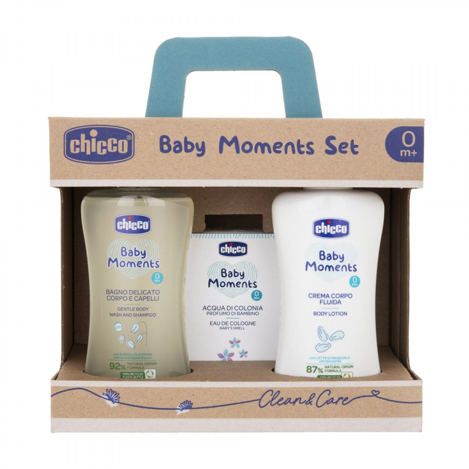 Chicco Baby Moments Set (Zartes Bad 200 ml, Körpercreme 200 ml, Kölnisch Wasser 100 ml) von CHICCO