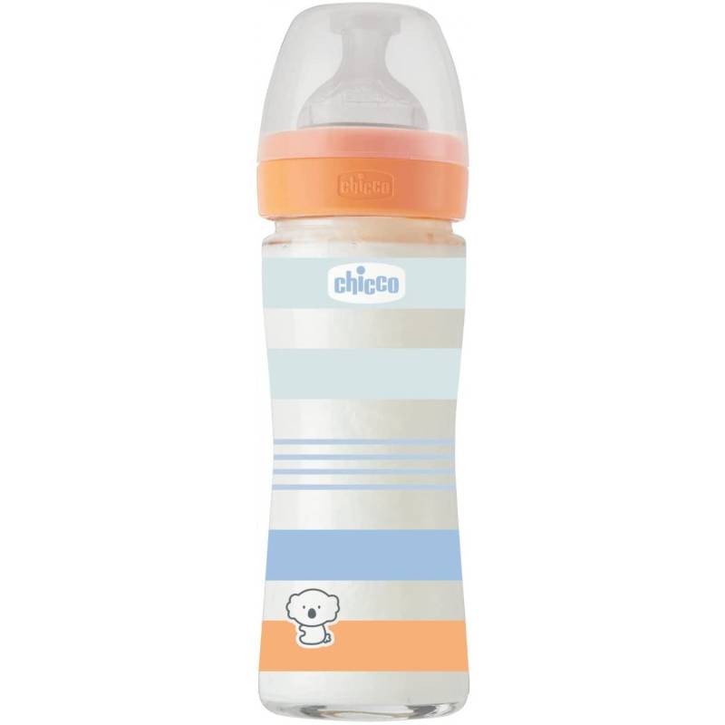 Chicco Babyflasche 240ml Blau Slow Flow Glas von CHICCO