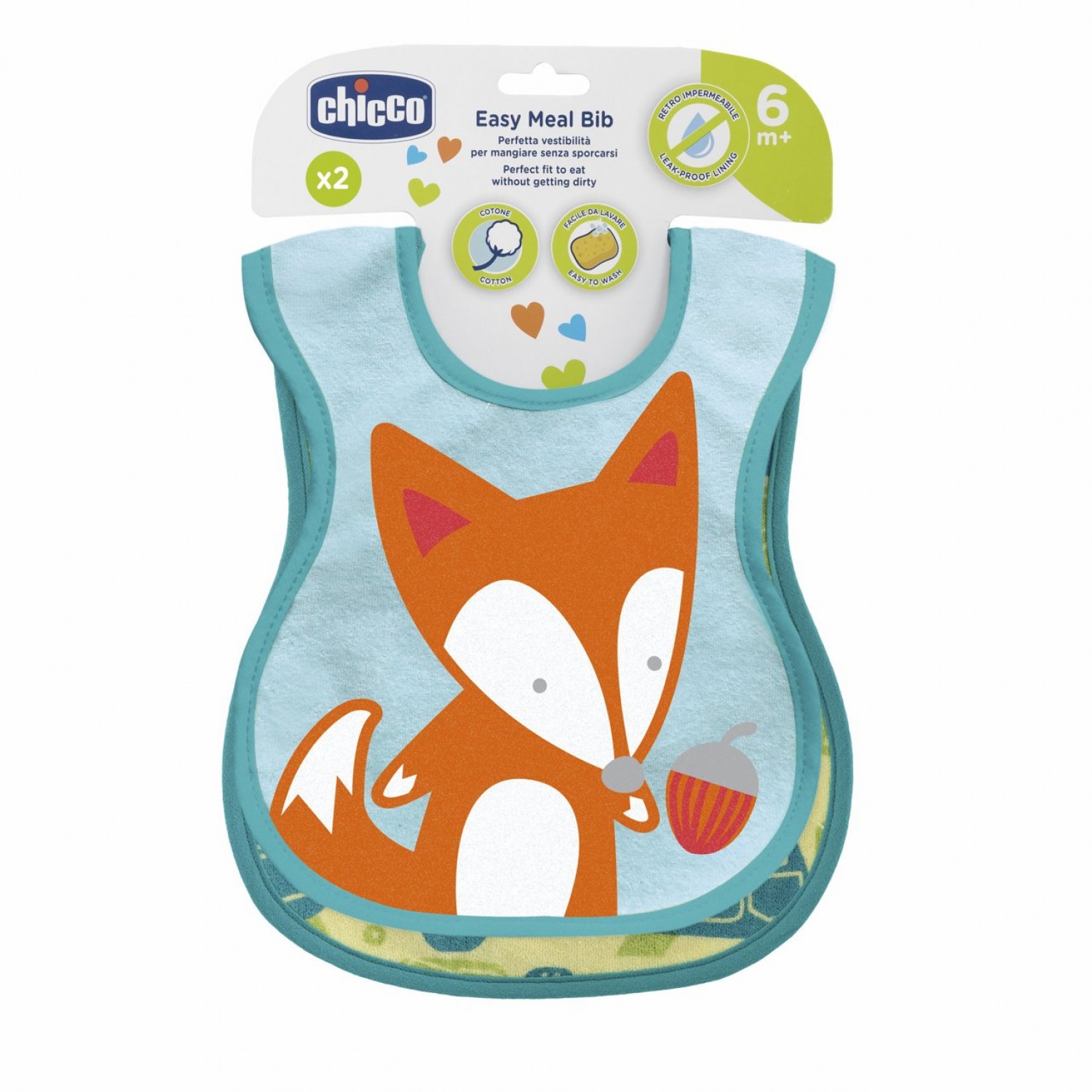 Set Bavaglini Chicco Easy Meal Bib 2pz Teal von CHICCO