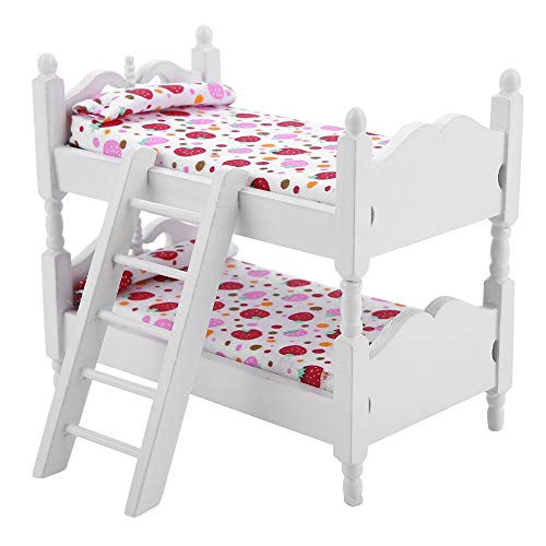 CHICIRIS 1:12 Puppenbett Puppenhaus Mini Möbel Schlafzimmer Modell Etagenbett Spielzeug Rosa Erdbeere von CHICIRIS