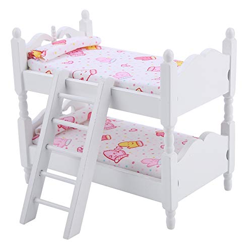 CHICIRIS 1:12 Puppenbett Puppenhaus Mini Möbel Schlafzimmer Modell Etagenbett Spielzeug rosa von CHICIRIS