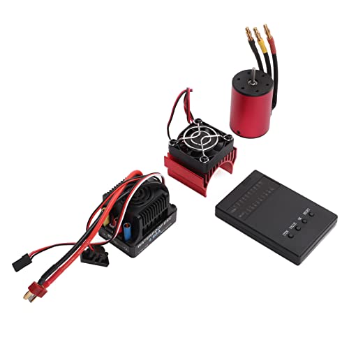 CHICIRIS 5200KV Bürstenloser Motorsatz mit 60A ESC-Kühlkörper und Programmierkarte für 1:10 RC-Car, RC-Motor ESC-Kühlkörper und Programmierkartensatz, Wasserdichtes Aluminium-Design mit von CHICIRIS