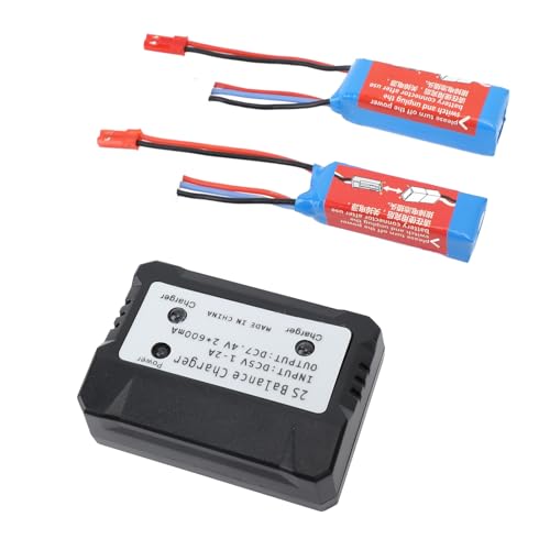 CHICIRIS 7,4 V RC Lithiumbatterie, 400 MAh Hochleistungsbatterie mit Ladegerät für WLtoys 1/28 RC Car K989/K989/284161 von CHICIRIS