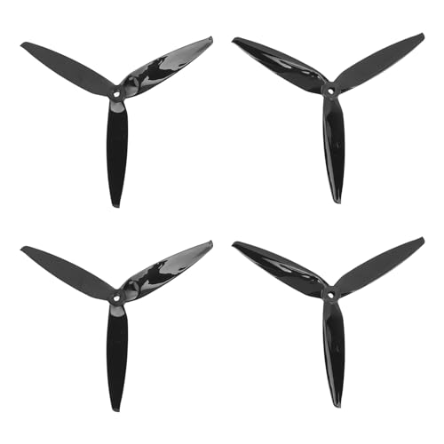 CHICIRIS Blatt-Propeller, Verschleißfest, Schlagfest, für 7-Zoll- und 8-Zoll-FPV-RC-Renndrohne, CW CCW, Polycarbonat, Leicht, 4 Stück (Black) von CHICIRIS