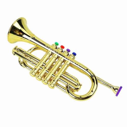 CHICIRIS Goldenes Kindertrompetenspielzeug, Tragbares Kindertrompetenspielzeug mit 4 Farbigen Tasten, Interessantes Pädagogisches Musikalisches Kinderspielzeug von CHICIRIS