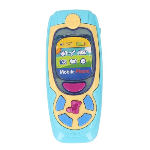 CHICIRIS Kinder-Telefon-Spielzeug, Kinder-Handy-Spielzeug, Simulation Cartoon-Telefon-Spielzeug, Kinder, Pädagogisches Spielzeug-Telefon mit Musik und Lichtern für Kinder (Blue) von CHICIRIS