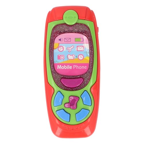 CHICIRIS Kinder-Telefon-Spielzeug, Kinder-Handy-Spielzeug, Simulation Cartoon-Telefon-Spielzeug, Kinder, Pädagogisches Spielzeug-Telefon mit Musik und Lichtern für Kinder (Rot) von CHICIRIS