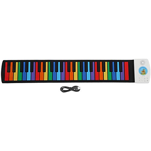 Klavier Aufrollen, mit 49 Schlüsseln Aufrollen, Klavier Tastatur, Hand Aufrollen, Klavier, 49-Tonnen-Klappklappklavier, Regenbogen, Elektronische Tastatur Roller für Anfänger, von CHICIRIS