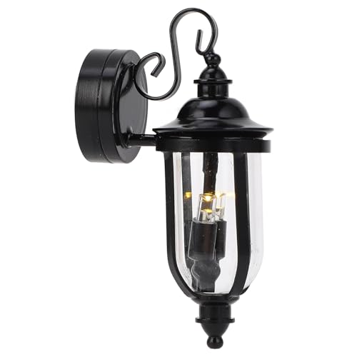 Miniatur-Wandlampe mit LED-Licht, Wandleuchte aus Schwarzem Glas für Puppenhaus-Gartendekoration, 1:12 Puppenhaus-LED-Wandleuchte, Tolles DIY-Spielzeug von CHICIRIS