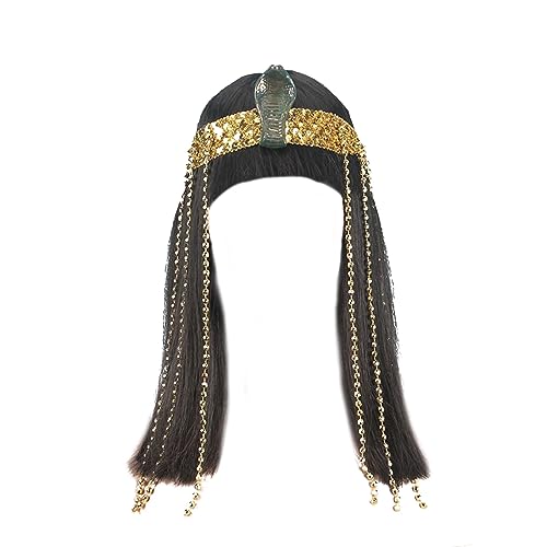 CHICTRY Ägyptische Königin Cospaly Zubehör Kleopatra Perücke mit Kobra Deko Nile Queen Halskragen Pharaonin Kopfschmuck Halloween Karneval Accessoire 2 Stück One Size von CHICTRY