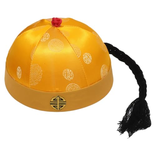 CHICTRY Alte chinesische Kaiserhut Chinesischer Orientalischer Hut Rollenspiel Mandarin-Hut Party Cosplay Hut Stage Performance Requisiten Gelb L von CHICTRY