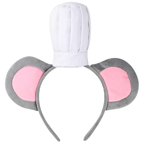 CHICTRY Damen Lustige Maus Chefkoch Kostüm Zubehör Cartoon Maus Stirnband Fliege Schwanz Nase Tierkostüm Cosplay Fasching Typ A Stirnband One Size von CHICTRY