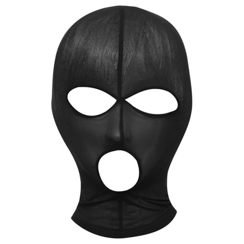 CHICTRY Damen Spitze Maske mit 3 Löchern See-through Mesh Kopfbedeckung Full Face Veils Kopfbedeckung Rave Party Karneval Fasching Typ B One Size von CHICTRY