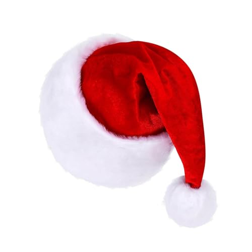 CHICTRY Erwachsene Weihnachtsmütze mit Pompom Fellrand Nikolausmütze Weihnachtliche Mütze Santa Clause Mütze Weihnachten Cosplay Kostüm Zubehör Rot One Size von CHICTRY