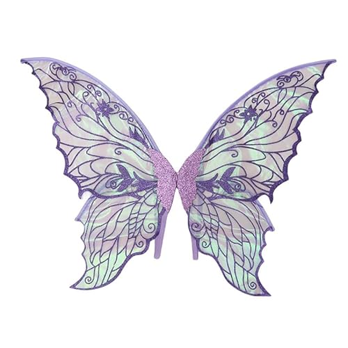 CHICTRY Feenflügel für Kinder Mädchen Glänzende Schmetterlingsflügel mit Elastischen Schulterriemen Elfenflügel Halloween Fairy Wings Weihnachten Halloween Violett One Size von CHICTRY