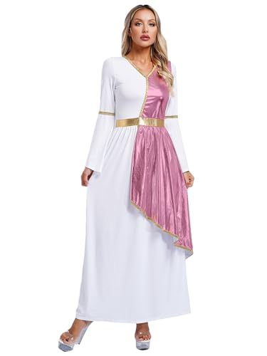 CHICTRY Griechische Göttin Aphrodite Kostüm Damen Edles Kleid Festliches Maxikleid Römische Ägyptische Göttin Toga Kostüm Für Fasching Halloween Rosa M von CHICTRY